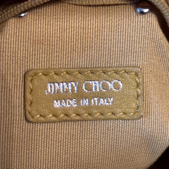 Jimmy Choo Yellow Lambskin Leather Studded Zulu clutch - Picture 5 of 6